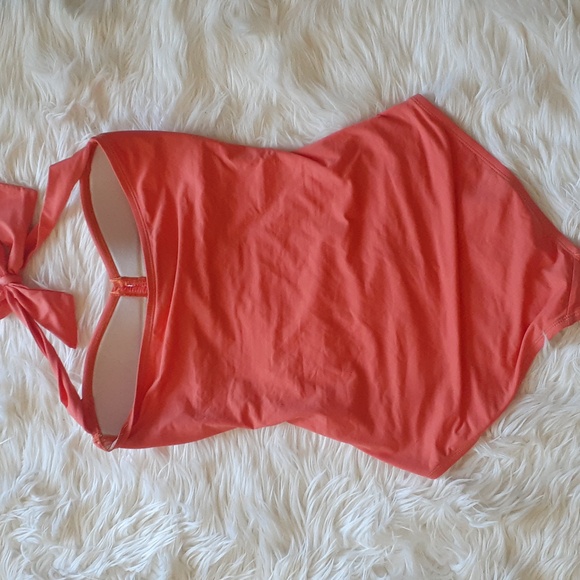 Tommy Bahama Coral/Melon Orange Bow Halter Swimsuit Size 6 - Picture 7 of 8